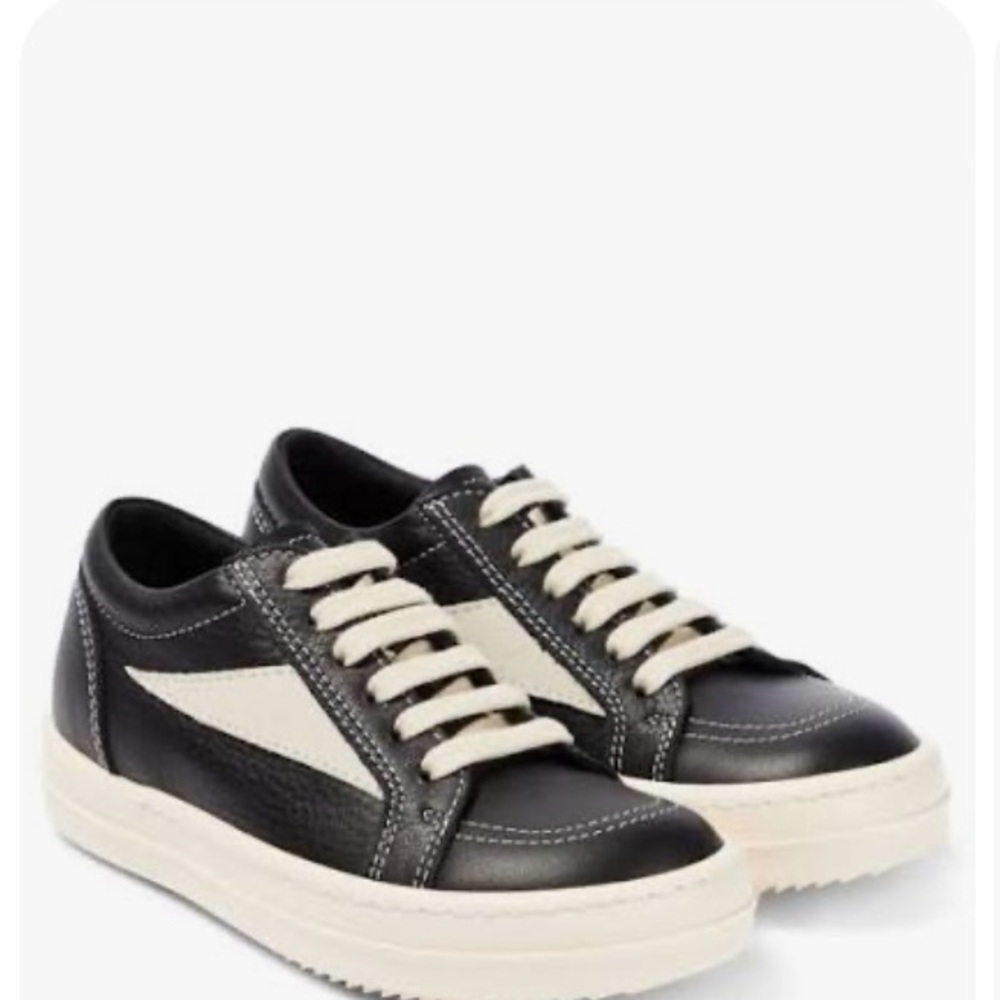 Rick Owens Black and Cream Kids Low-Top Sneakers